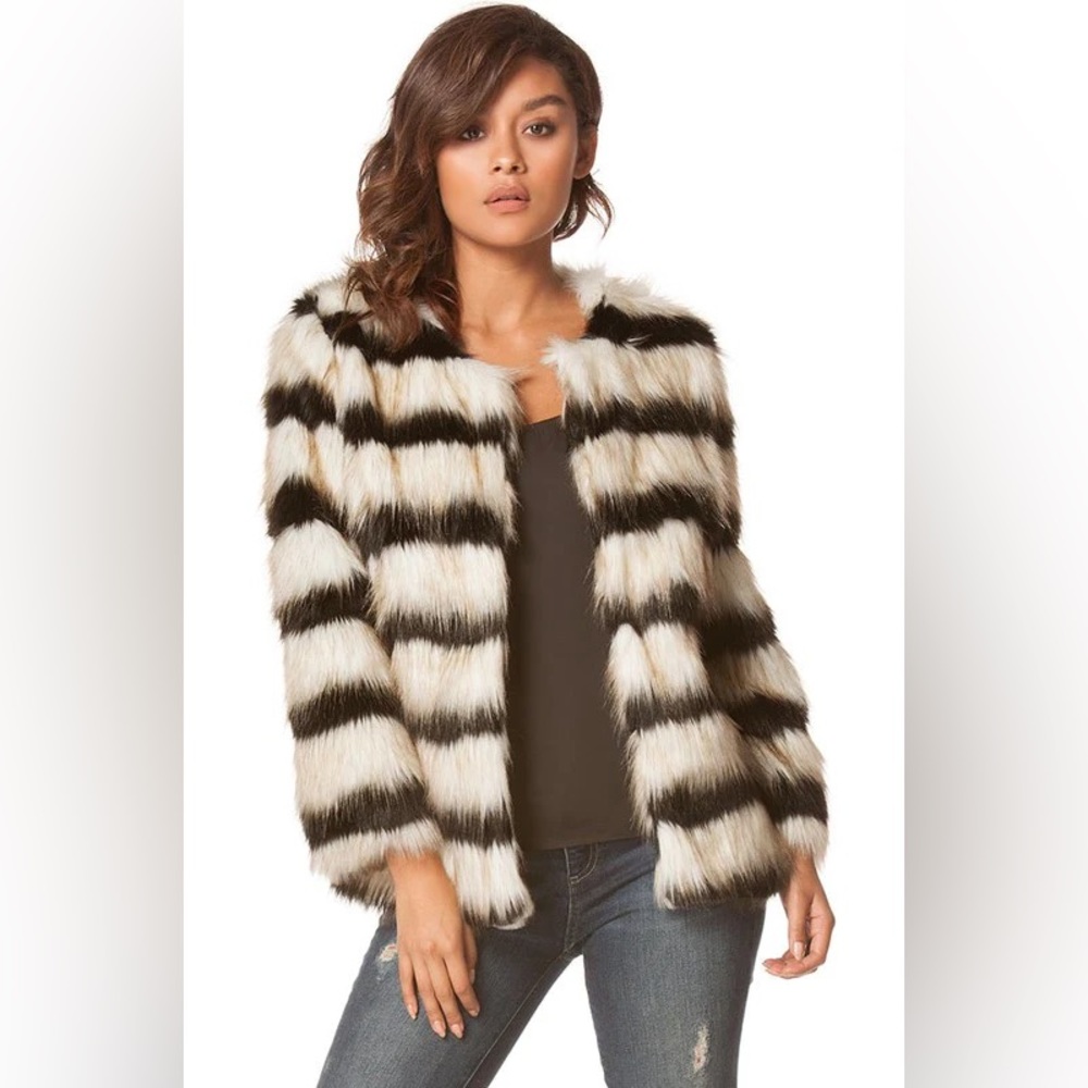 Carmin Striped Fur Coat